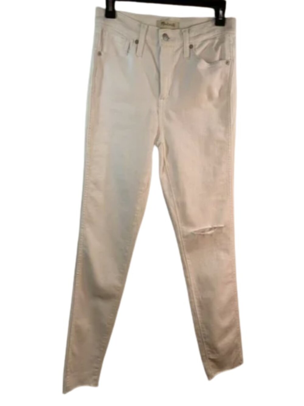 Madewell Womens 10" High Rise Skinny Jeans White Distressed Size 26 NWT